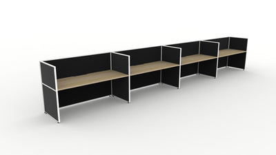 1200mm Wide x 750mm Deep / 1200mm High / Natural Oak Top / Black Fabric Screen