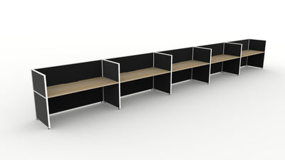 1200mm Wide x 750mm Deep / 1200mm High / Natural Oak Top / Black Fabric Screen