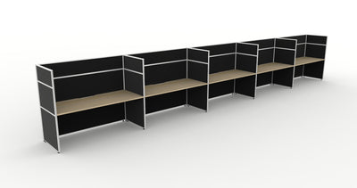 5 Person / 1200mm Wide x 750mm Deep / Natural Oak Top / Black Fabric Screen