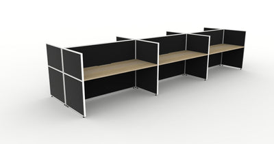 1200mm Wide x 750mm Deep / 1200mm High / Natural Oak Top / Black Fabric Screen