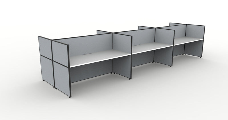 Shush30 Screen Hung 6 Person Back To Back Workstation
