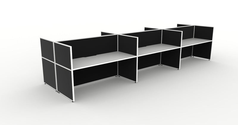 Shush30 Screen Hung 6 Person Back To Back Workstation