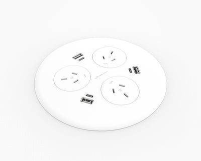3 x GPO + 3 x USB A/C / 500mm Interconnecting Tag Lead / White