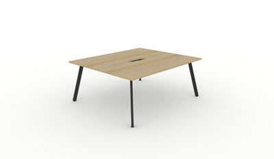 2 Person / 1200mm Wide x 750mm Deep / Natural Oak Top / Black Frame