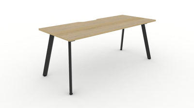 1 Person / 1200mm Wide x 750mm Deep / Natural Oak Top / Black Frame