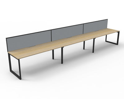 3 Person / 1200mm Wide x 750mm Deep / Natural Oak Top / Black Frame