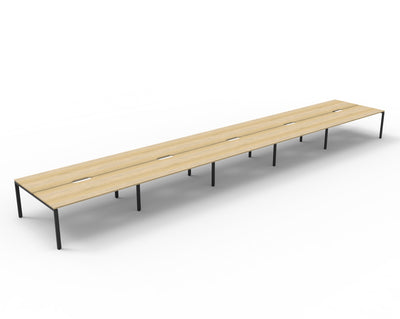 10 Person / 1200mm Wide x 750mm Deep / Natural Oak Top / Black Frame