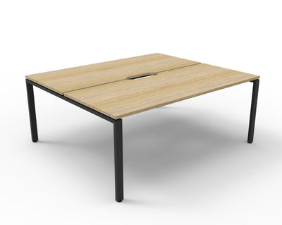 2 Person / 1200mm Wide x 750mm Deep / Natural Oak Top / Black Frame