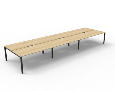 6 Person / 1200mm Wide x 750mm Deep / Natural Oak Top / Black Frame
