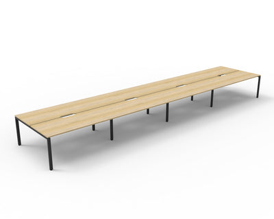 8 Person / 1200mm Wide x 750mm Deep / Natural Oak Top / Black Frame