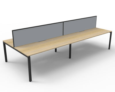 4 Person / 1200mm Wide x 750mm Deep / Natural Oak Top / Black Frame
