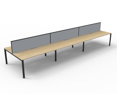 6 Person / 1200mm Wide x 750mm Deep / Natural Oak Top / Black Frame