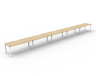 1800mm Wide x 750mm Deep / Natural Oak Top / White Frame