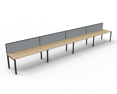 4 Person / 1200mm Wide x 750mm Deep / Natural Oak Top / Black Frame