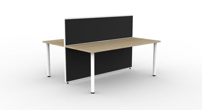 2 Person / 1200mm Wide x 750mm Deep / Natural Oak Top / Black Fabric Screen