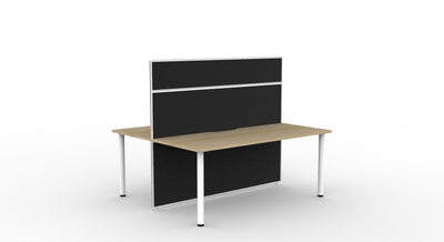 2 Person / 1200mm Wide x 750mm Deep / Natural Oak Top / Black Fabric Screen