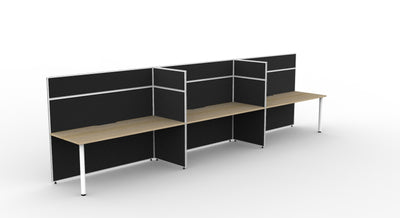 3 Person / 1200mm Wide x 750mm Deep / Natural Oak Top / Black Fabric Screen