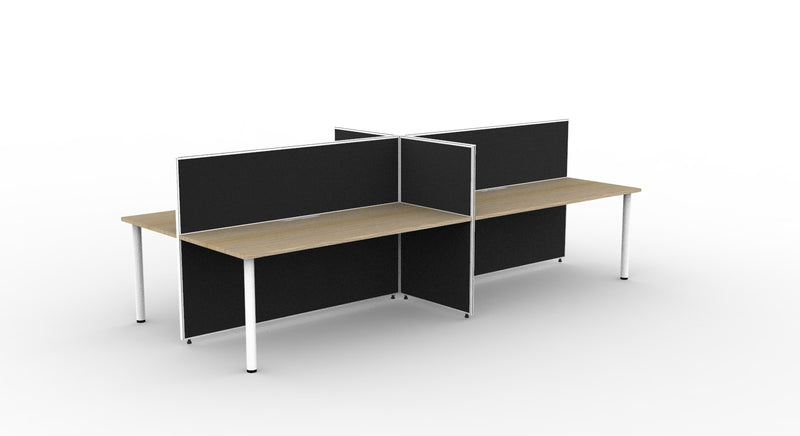 Shush30 Round Leg Back To Back Workstations - 1200mm High Screens
