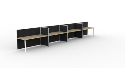 4 Person / 1200mm Wide x 750mm Deep / Natural Oak Top / Black Fabric Screen