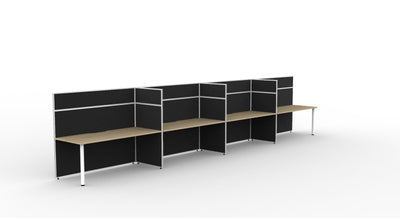 4 Person / 1200mm Wide x 750mm Deep / Natural Oak Top / Black Fabric Screen