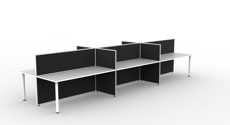 Shush30 Round Leg Back To Back Workstations - 1200mm High Screens