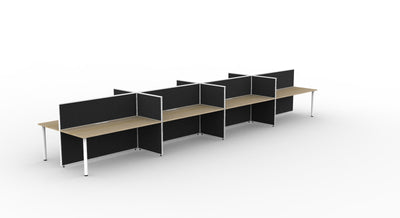 8 Person / 1200mm Wide x 750mm Deep / Natural Oak Top / Black Fabric Screen