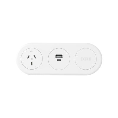 1 x GPO + USB A/C + Wireless Charger / 1000mm Interconnecting Tag Lead / White
