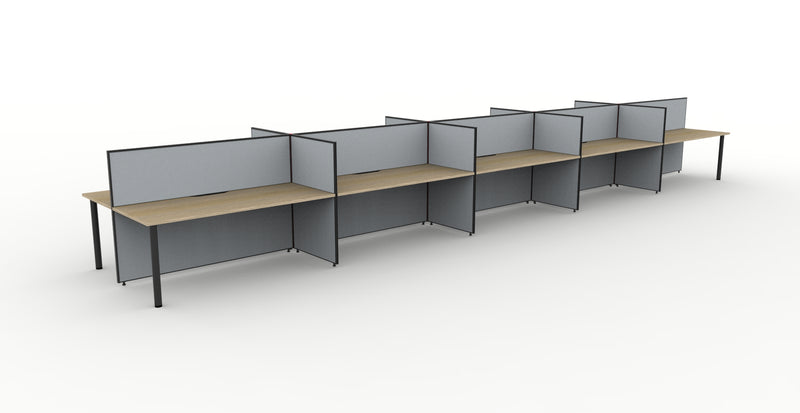 Shush30 Round Leg Back To Back Workstations - 1200mm High Screens