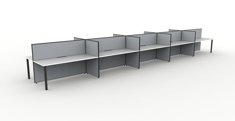 Shush30 Round Leg Back To Back Workstations - 1200mm High Screens