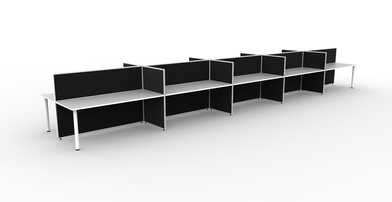 Shush30 Round Leg Back To Back Workstations - 1200mm High Screens