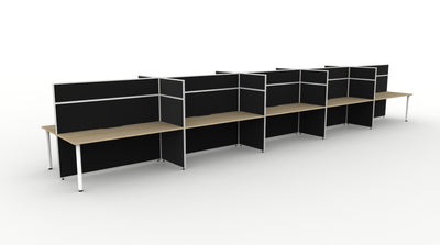 10 Person / 1200mm Wide x 750mm Deep / Natural Oak Top / Black Fabric Screen