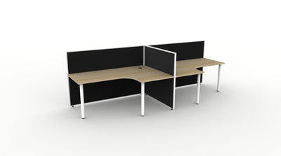 1800mm W x 1200mm W x 750mm D / 1200mm High / Natural Oak Top / Black Fabric Screen