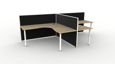 1500mm W x 1500mm W x 750mm D / 1200mm High / Natural Oak Top / Black Fabric Screen