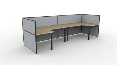 Shush30 Round Leg 2 Person "U Shape" Corner Workstation