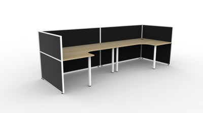 Shush30 Round Leg 2 Person "U Shape" Corner Workstation