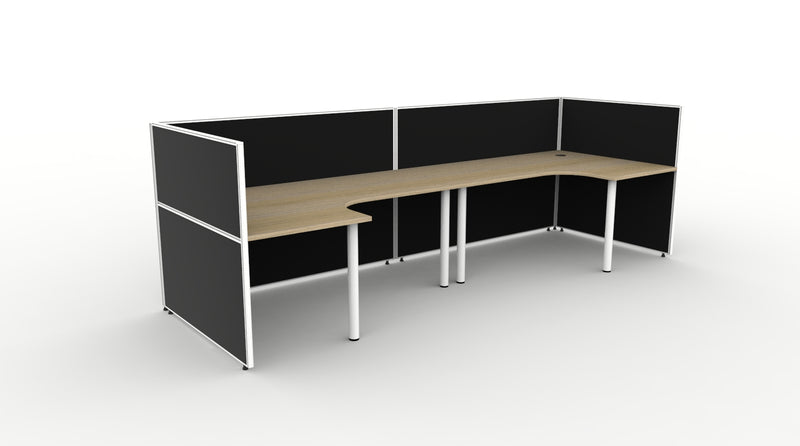 Shush30 Round Leg 2 Person "U Shape" Corner Workstation