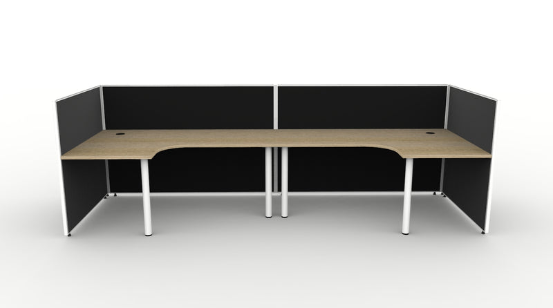 Shush30 Round Leg 2 Person "U Shape" Corner Workstation