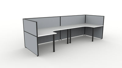 Shush30 Round Leg 2 Person "U Shape" Corner Workstation