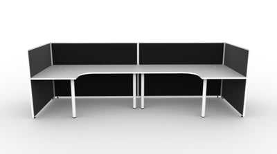 Shush30 Round Leg 2 Person "U Shape" Corner Workstation
