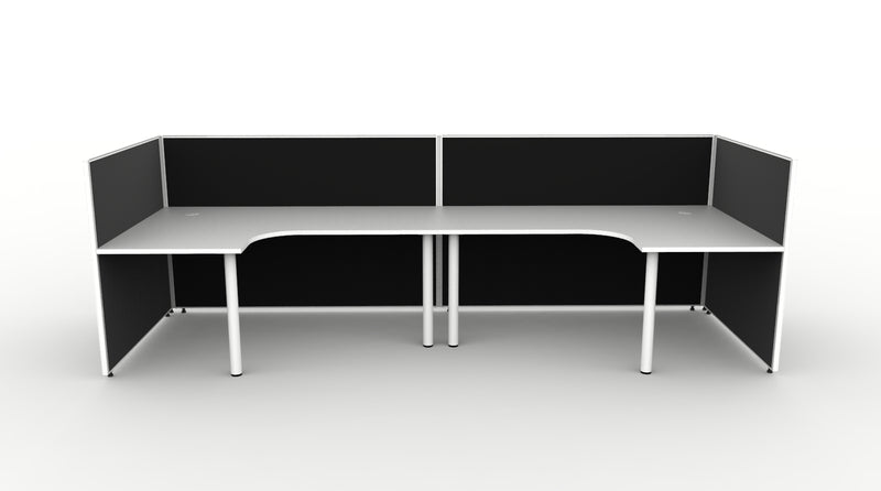 Shush30 Round Leg 2 Person "U Shape" Corner Workstation