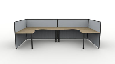 Shush30 Round Leg 2 Person "U Shape" Corner Workstation