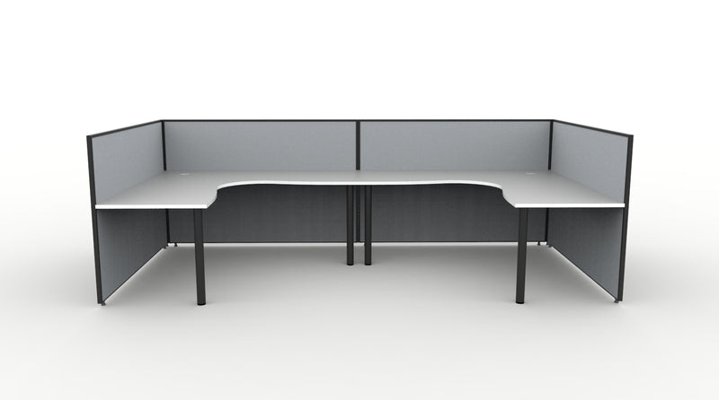 Shush30 Round Leg 2 Person "U Shape" Corner Workstation