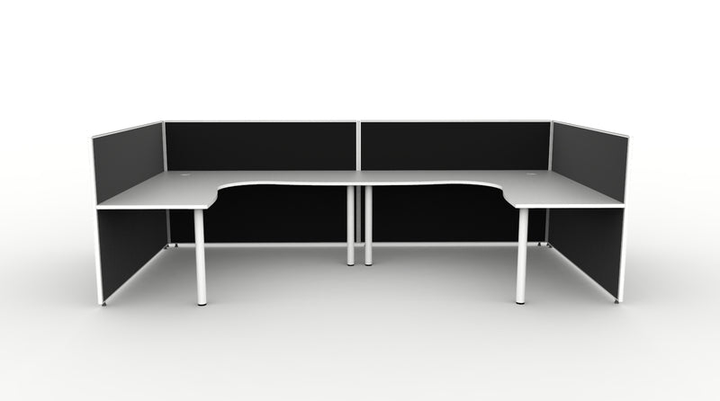 Shush30 Round Leg 2 Person "U Shape" Corner Workstation