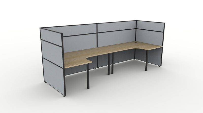 Shush30 Round Leg 2 Person "U Shape" Corner Workstation