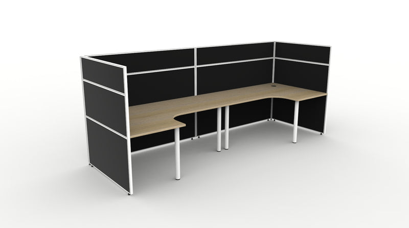 Shush30 Round Leg 2 Person "U Shape" Corner Workstation