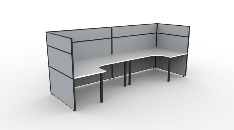 Shush30 Round Leg 2 Person "U Shape" Corner Workstation