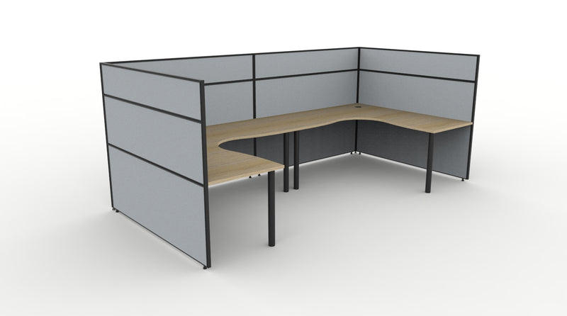Shush30 Round Leg 2 Person "U Shape" Corner Workstation