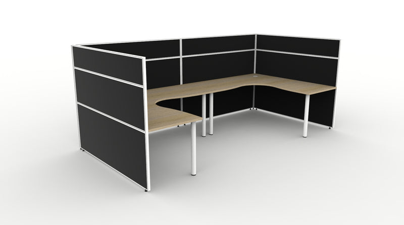 Shush30 Round Leg 2 Person "U Shape" Corner Workstation