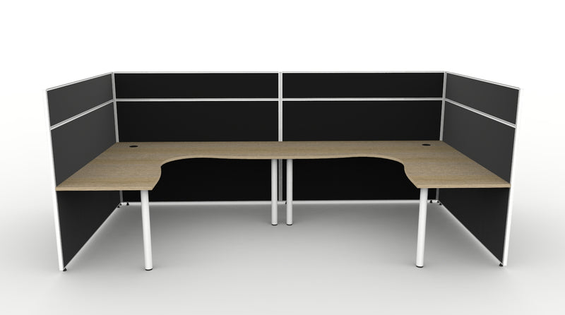 Shush30 Round Leg 2 Person "U Shape" Corner Workstation