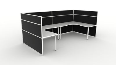 Shush30 Round Leg 2 Person "U Shape" Corner Workstation
